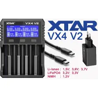 XTAR VX4 V2– Universelles Analyse Ladegerät für 1,5V; 3,6 - 3,7V Li-Ion; 3,2V LiFePO4 & 1,2V Ni-MH Akkus