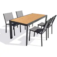 DCB Groupe 4-sitzige Garten-Essgruppe aus Aluminium – Anthrazitgrau