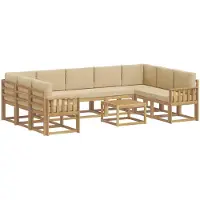 vidaXL Outdoor-Sofagarnitur 10 pcs Weiß und Beige 59 x 59 x 37 cm