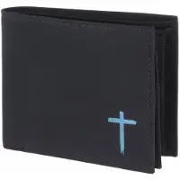 OXMOX Geldbörse New Cryptan RFID Protect Querscheinbörse Freedom Cross Print Cyan Black schwarz