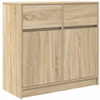 vidaXL Sideboard mit Schublade Sonoma-Eiche 80x34x76 cm Holzwerkstoff