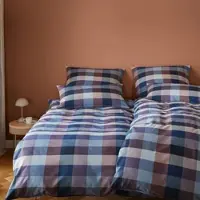 Elegante Soft-Flanell Bettwäsche Hamilton mauve bleu 200x200 cm + 2x 80x80 cm - blau