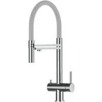 VIZIO 3 Wege Wasserhahn Küchenarmatur Spültischmischer, Edelstahl Massiv, 360° schwenkbarem Grau Auslauf, abnehmbare 2 strahl Handbrause, Poliert
