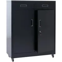 Décoshop26 - Metallschrank mit praktischen Rollen fürs Büro 116 x 90 x 40 cm schwarzer Stahl 04_0008879 04_0008879