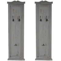 BERLINLODGE Garderobe 2er-Set 109x28x5,5cm Wandhaken Holz Grau Shabby