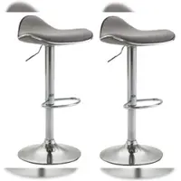 Décoshop26 - Set aus 2 grauen Barhockern mit Stoffbezug verchromten Metallbeinen drehbar und höhenverstellbar 10_0000821
