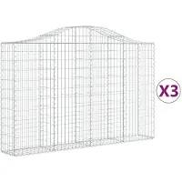 vidaXL Gabionen mit Hochbogen 3 Stk. 200x30x120/140cm Verzinktes Eisen