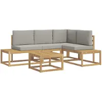 vidaXL Outdoor-Sofagarnitur 4 Stück Weiß und Hellgrau Polyester