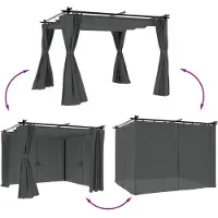vidaXL Pavillon mit Vorhängen Anthrazit 3x3 m Stahl