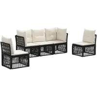 vidaXL Gartensofa-set 5 pcs Schwarz Poly-Rattan