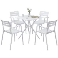 CLP Gartenmöbel Set Avena mit 4 Stühlen Kunststoff HBT: 82x186x186 cm weiß