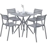 CLP Gartenmöbel Set Vela mit 4 Stühlen Kunststoff HBT: 82x190x190 cm grau