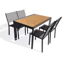 DCB Groupe 4-sitzige Garten-Essgruppe aus Aluminium – Anthrazitgrau