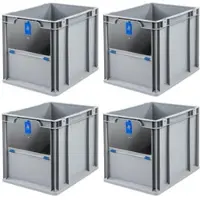Proregal 4x Eurobox NextGen Insight Cover | HxBxT 32x30x40 | 30 Liter | Hoch/Blau | Eurobehälter, Transportbox, Transportbehälter