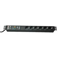 Bachmann 19" Steckdosenleiste 6-fach mit GVS ohne Schalter, schwarz