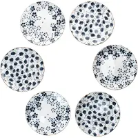 MamboCat 6x Totto Kuchenteller Ø19cm Steingut Blau Weiß Blüten Blatt Dessert Frühstück