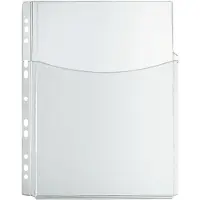 Herlitz Prospekthülle mit Faltentasche, DIN A4, PVC, 0,30 mm glasklar, Eurolochung, extra stark, oben offen