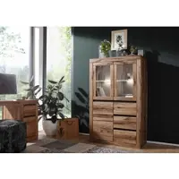 MASSIVMOEBEL24.DE Highboard Wild-/Zerreiche 95x42x150 Tabacco brown geölt MONTREUX #323