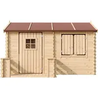 Timbela Kinderspielhaus aus Holz - Spielhaus im Freien für Kinder - B178xL241xH151 cm/2,63m2 Gartenspielhaus - Garten-Sommerhaus für Kinder M503