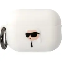 Karl Lagerfeld , Silikonhülle AirPods Pro 2 Karl Head 3D luxus stoßfest, Weiß