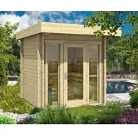 FinnTherm Gartensauna Lupoa-44 Naturbelassen 259 cm x 294 cm Wandstärke 44 mm