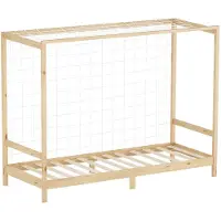 ML-Design Kinderbett Fußballtor 90x200 cm, Natur, Einzelbett für Kinder, Holzbett mit Lattenrost & Tornetz, Jugendbett aus Kiefernholz, Handballtor