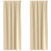 vidaXL Verdunkelungs-Vorhänge mit Ringen 2 pcs Creme 245 x 140 cm