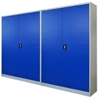 Proregal Mega Deal 2x Flügeltürenschrank ELEPHANT Metall Aktenschrank komplett montiert abschließbar 2 Türen 180x120x40cm 4 Ebenen Blau/Lichtgrau