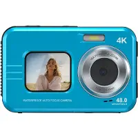INF 4K Wasserdichte Digitalkamera: Dual-Display, 48MP, 16x Zoom für Outdoor & Selfies Blau