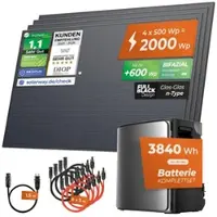 Solarway Balkonkraftwerk 2000Wp / 800W mit 3,8 kWh EcoFlow STREAM Ultra X Speicher – Komplettset mit 500W Solarmodulen, Wechselrichter & Zubehör – steckerfertige Mini-Solaranlage für die Steckdose