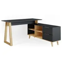 Vicco Schreibtisch Nautica Anthrazit 138 x 60 cm mit Schubladen, XXL, Model 36904