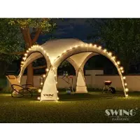 Swing&Harmonie LED Event Pavillon 3,6 x 3,6m DomeShelter Garten Pavillion inkl. Solarmodul Pavilion Designer Gartenzelt Camping Pavilon Partyzelt mit Beleuchtung - anthrazit