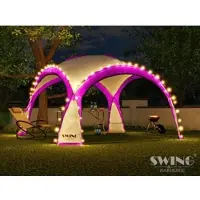 Swing&Harmonie LED Event Pavillon 3,6 x 3,6m DomeShelter Garten Pavillion inkl. Solarmodul Pavilion Designer Gartenzelt Camping Pavilon Partyzelt mit Beleuchtung - pink