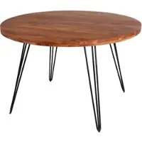 Riess Runder Esstisch SCORPION 120cm natur Akazie Hairpin Legs Retro Design Esszimmertisch Küchentisch Tisch Holztisch Massivholz