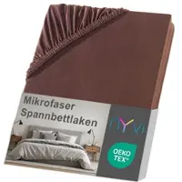 NYVI Spannbettlaken DreamScience Mikrofaser - Weich & Anschmiegsam, Rundumgummizug, Bügelfrei 180 - 200x220 + 40 cm Boxspringbett braun