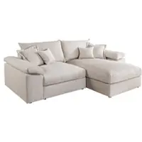 Riess Design Ecksofa ATMOSPHERE XL 245cm champagner beige Cord Federkern inkl. Kissen