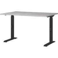 KADIMA DESIGN Schreibtisch höheneinstellbar 68-91 cm | Greige/Schwarz 120x80cm | C-Fuß Bürotisch Ergonomisch | Germany | "Stuttgart"