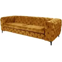 Invicta Chesterfield Sofa MODERN BAROCK 235cm senfgelb Samt 3-Sitzer Couch Federkern