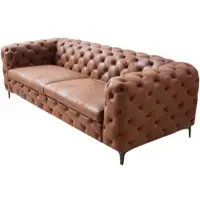 Riess Chesterfield 3-Sitzer Sofa MODERN BAROCK 235cm antik braun Microfaser Federkern