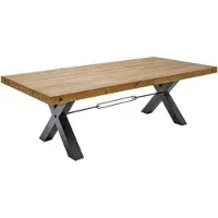 Riess Massiver Esstisch THOR 240cm vintage braun recyceltes Pinienholz Industrial Design X-Gestell Esszimmertisch Tisch