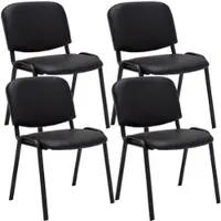 TPFLiving 4er Set Besucherstuhl Keen Kunstleder mit Gestell Schwarz / Bezug Weiß