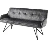 Riess Sitzbank EUPHORIA - 60cm dunkelgrau Samt Retrostil Ziersteppung Hairpin Legs Metallbeine Armlehnen
