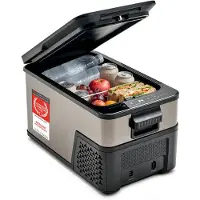 TZS First Austria - Kompressor-Kühlbox 21L - DC 12/24 V betreibbar - Anti-Fingerprint, Dark Steel - Tragegriff