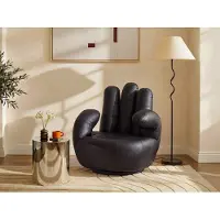 Vente-unique Fingersessel drehbar - Kunstleder - Schwarz - CATCHY