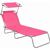 AGA Klappbarer Garten-Liegestuhl mit Baldachin MR4254 Rosa