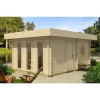 FinnTherm Gartensauna Cubus-70 D Naturbelassen 507 cm x 387 cm Wandstärke 70 mm