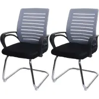 MCW 2er-Set Konferenzstuhl MCW-K51, Besucherstuhl Freischwinger, 150kg belastbar Stoff/Textil grau
