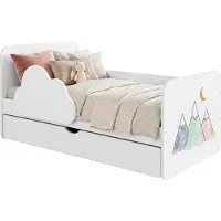 Happy Babies Kinderbett "Wolke" 140x70 cm Weiß | Komplett-Set inkl. Matratze, Schublade & Rausfallschutz | Juniorbett, Bild