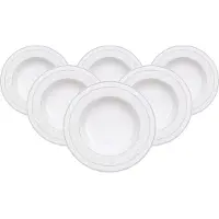 Villeroy & Boch Suppenteller "Suppenteller Gray Pearl ø 24,8 cm 6er Set weiß" Spülmaschinengeeignet, Mikrowellengeeignet