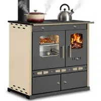 Prometey LTD Holzherd ECO LUX INOX Mit Edelstahlbackfach Creme Linke Version